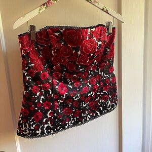 WHBM Red and Black Floral Bustier Corset